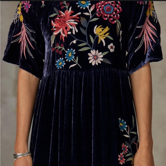 Johnny Was Tiarei Velvet Regan Dress large floral embroidered - Picture 3 of 17
